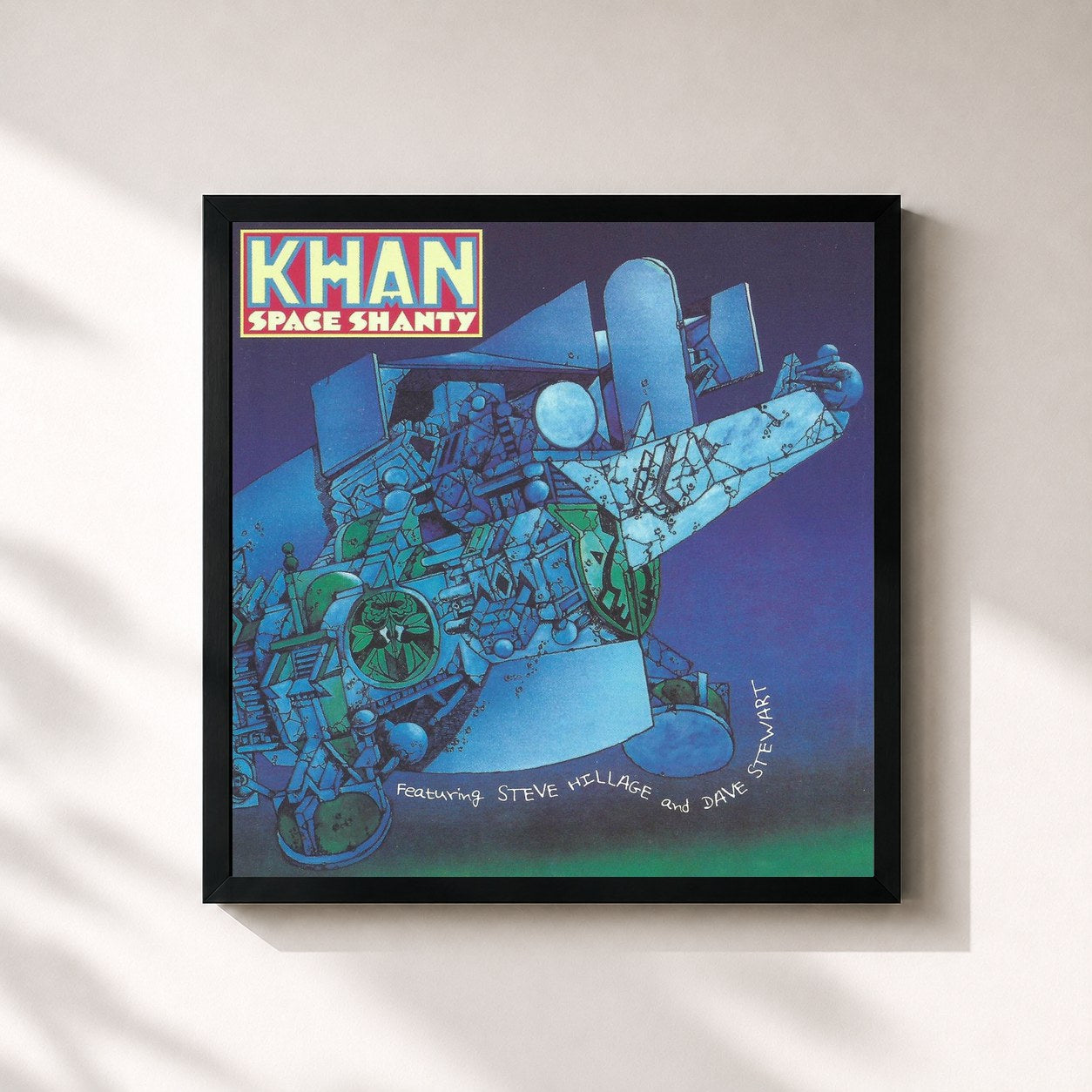 #noir Tableau carré de l'album Space Shanty (feat. Steve Hillage & Dave Stewart) de Khan, cadre noir 32x32 cm