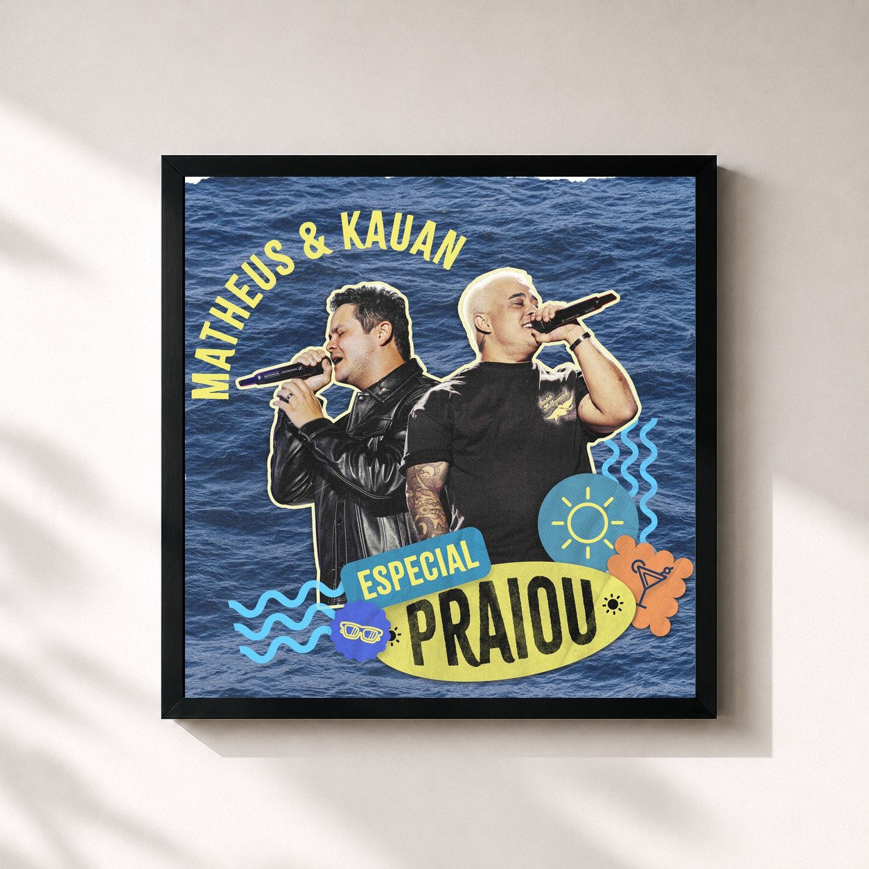 #noir Tableau carré de l'album Matheus & Kauan Especial Praiou de Matheus & Kauan, cadre noir 32x32 cm