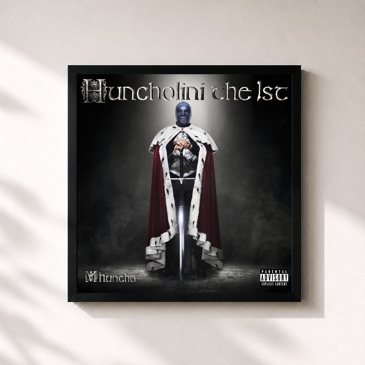 #noir Tableau carré de l'album Huncholini The 1st de M Huncho, cadre noir 32x32 cm