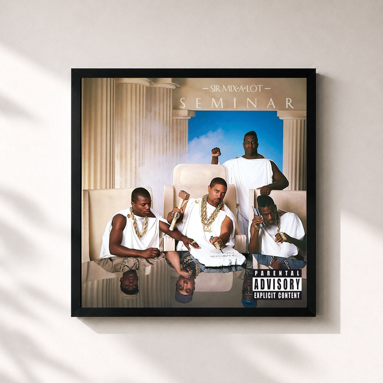 #noir Tableau carré de l'album Seminar de Sir Mix-A-Lot, cadre noir 32x32 cm