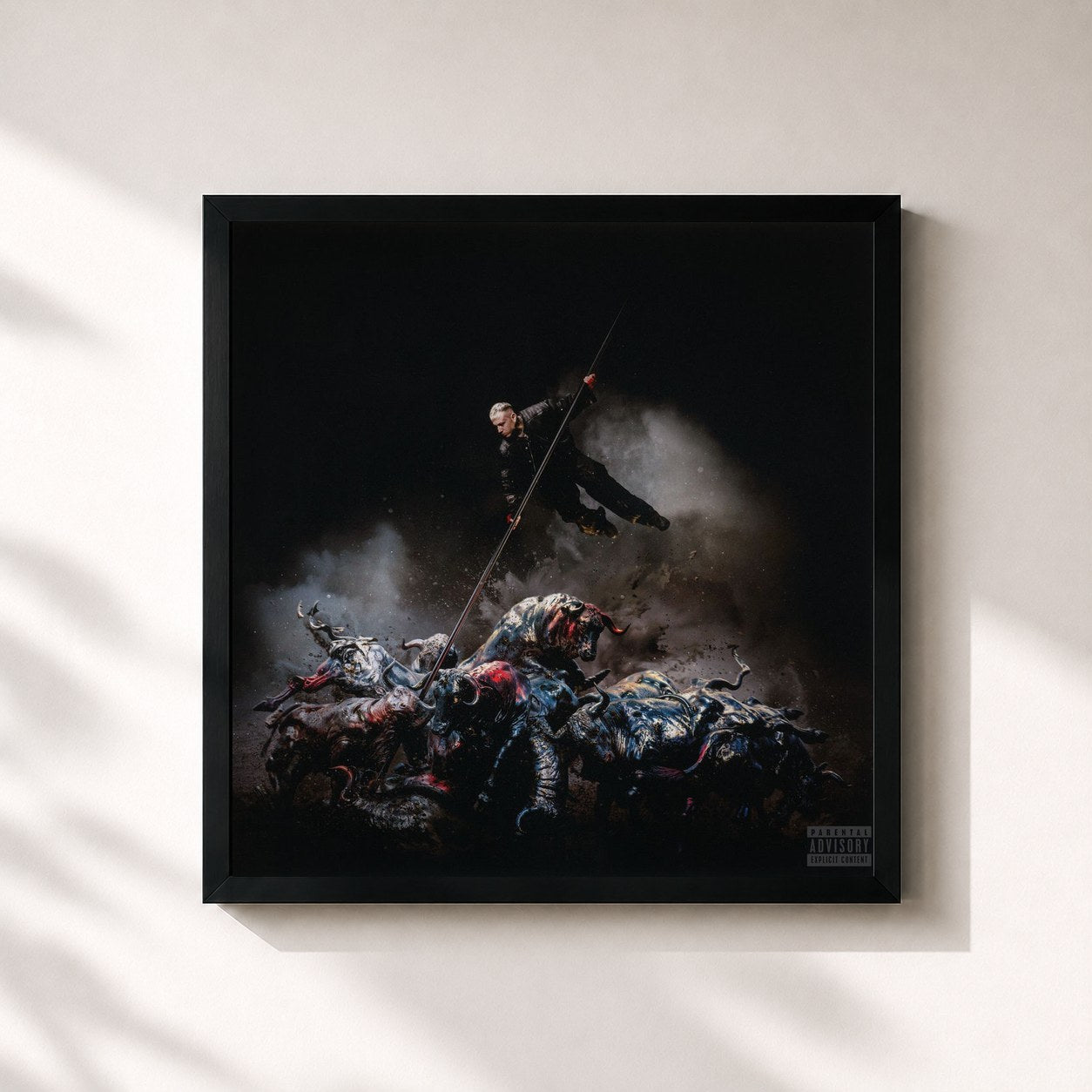 #noir Tableau carré de l'album LOCURA de Lazza, cadre noir 32x32 cm