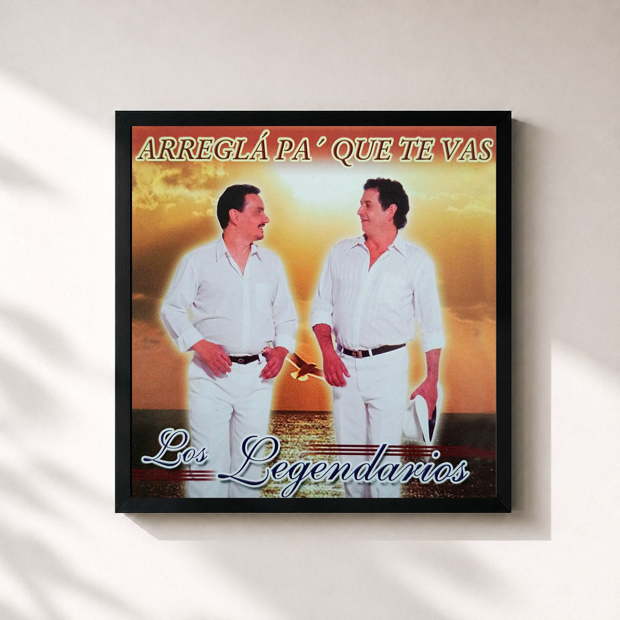 #noir Tableau carré de l'album Arreglá Pa' Que Te Vas de Los Legendarios, cadre noir 32x32 cm