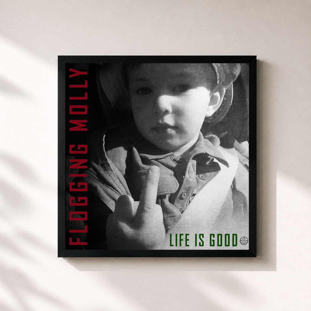 #noir Tableau carré de l'album Life Is Good de Flogging Molly, cadre noir 32x32 cm