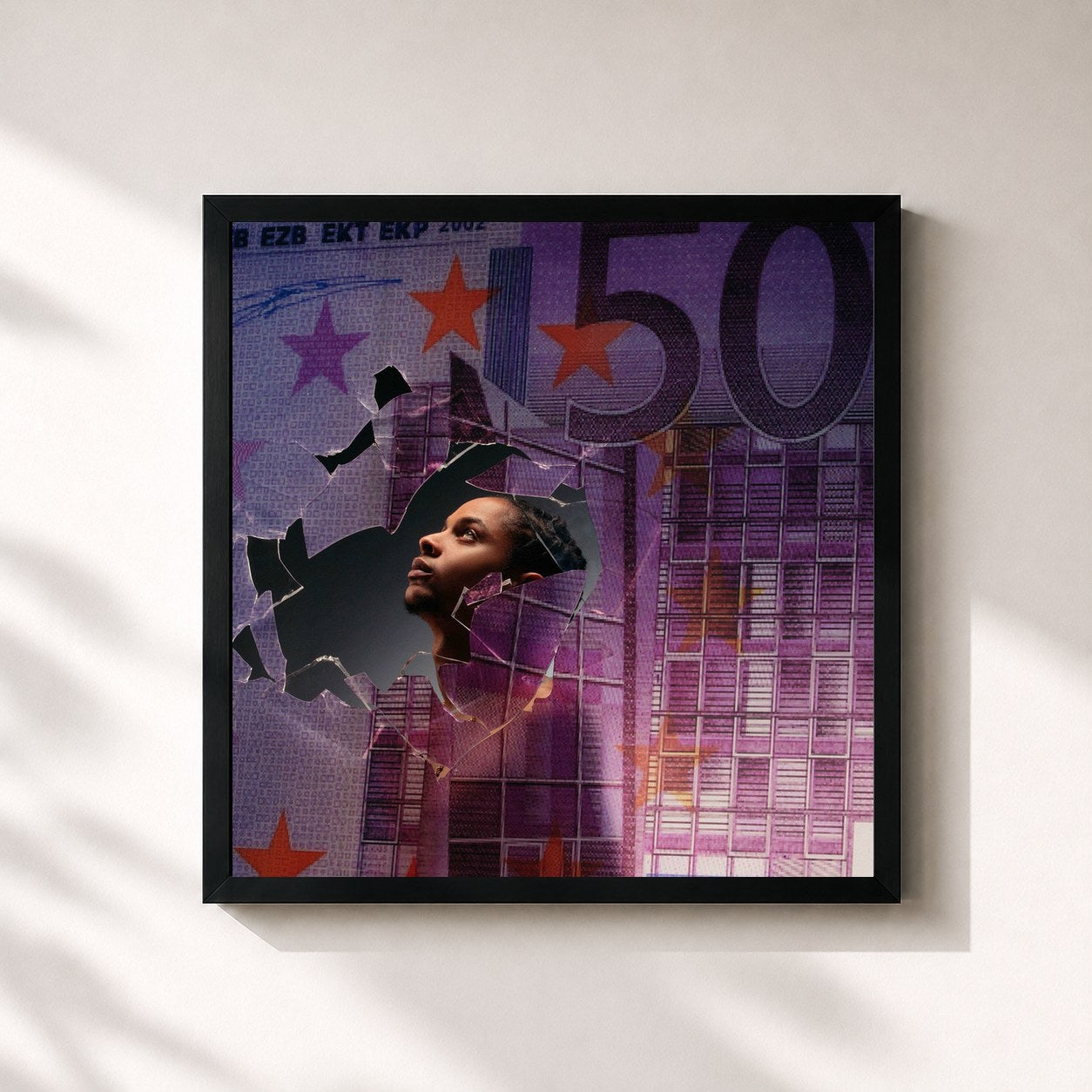 #noir Tableau carré de l'album Bénéfice de Tiitof, cadre noir 32x32 cm