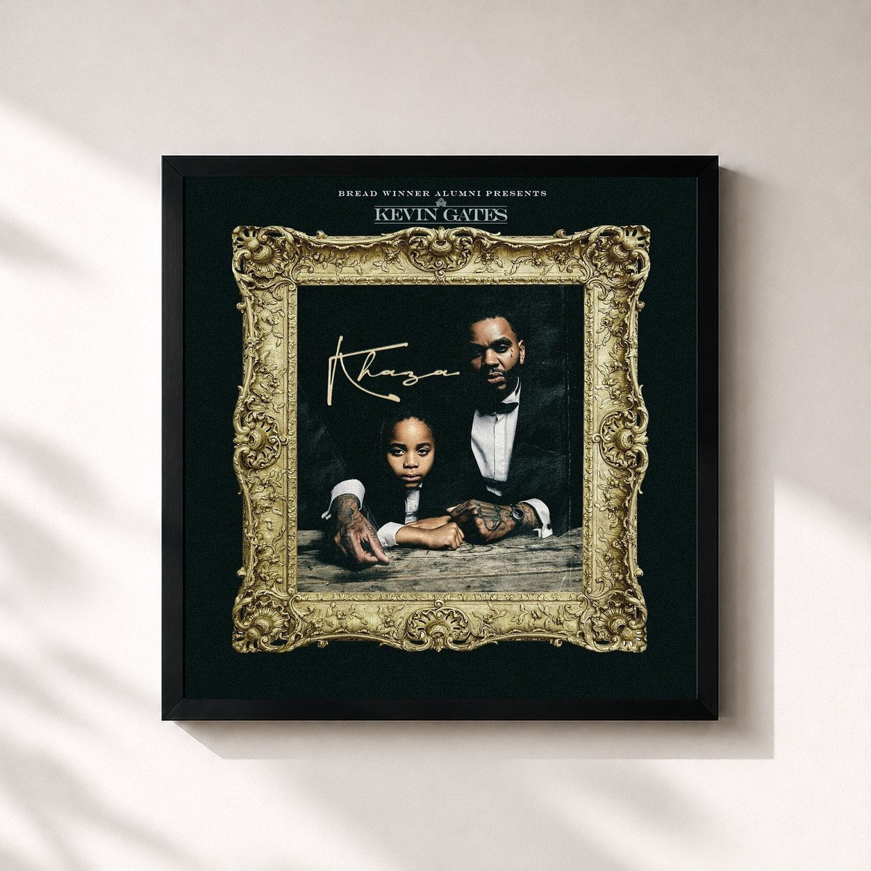 #noir Tableau carré de l'album Khaza de Kevin Gates, cadre noir 32x32 cm