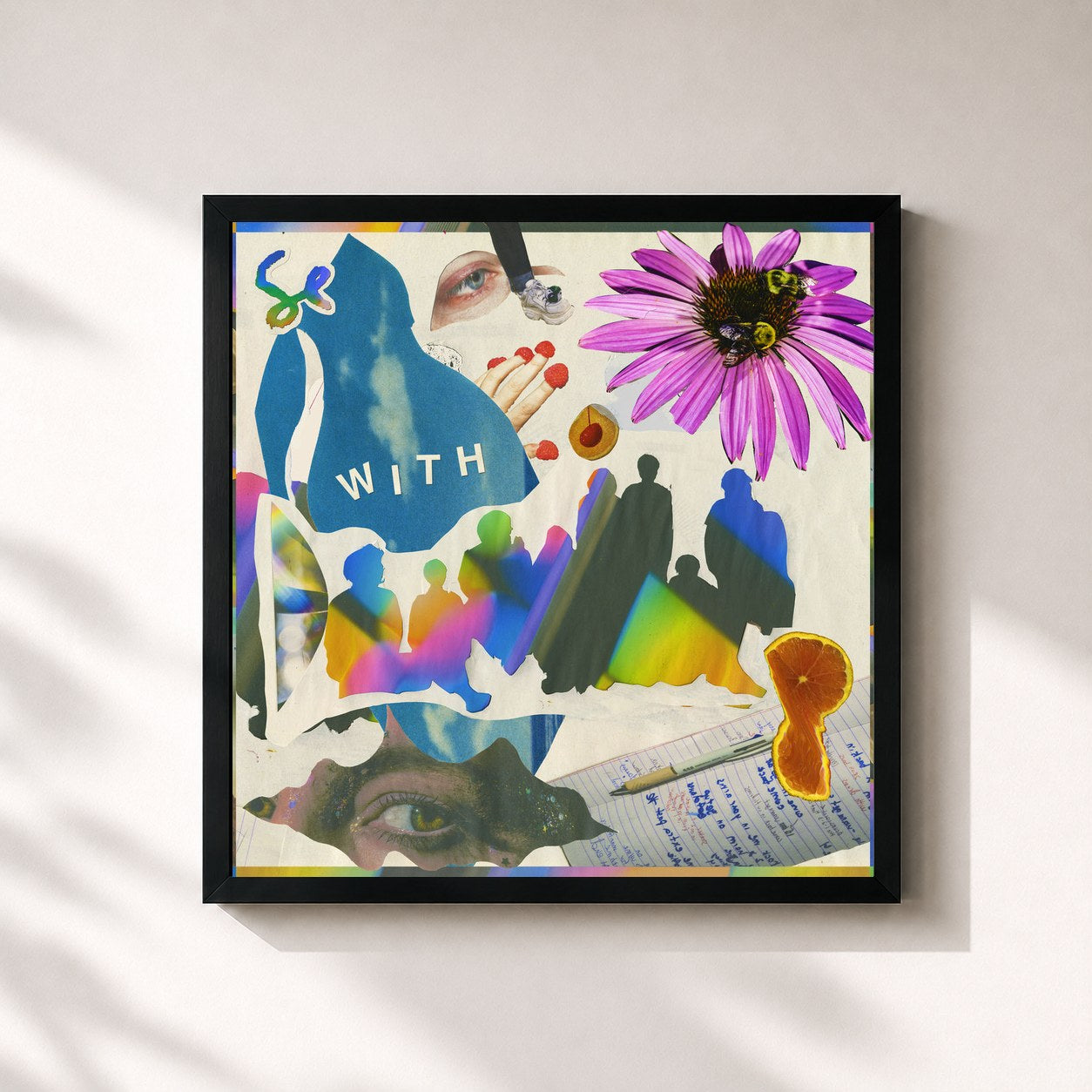 #noir Tableau carré de l'album WITH de Sylvan Esso, cadre noir 32x32 cm