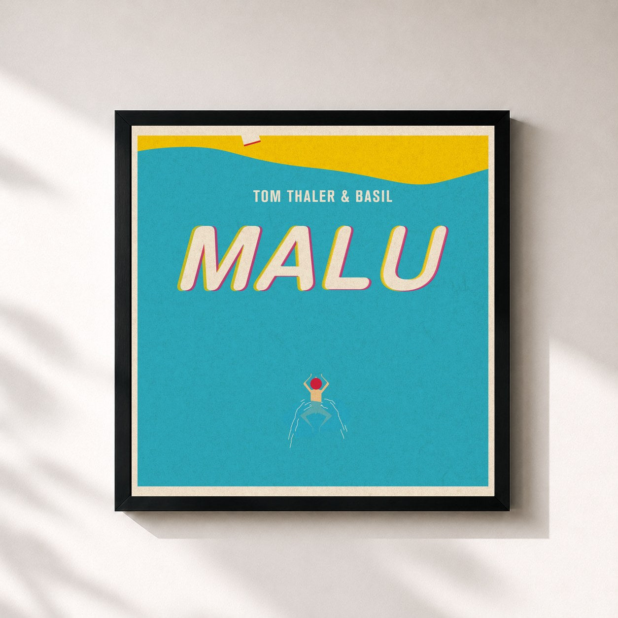 #noir Tableau carré de l'album Malu de Tom Thaler & Basil, cadre noir 32x32 cm