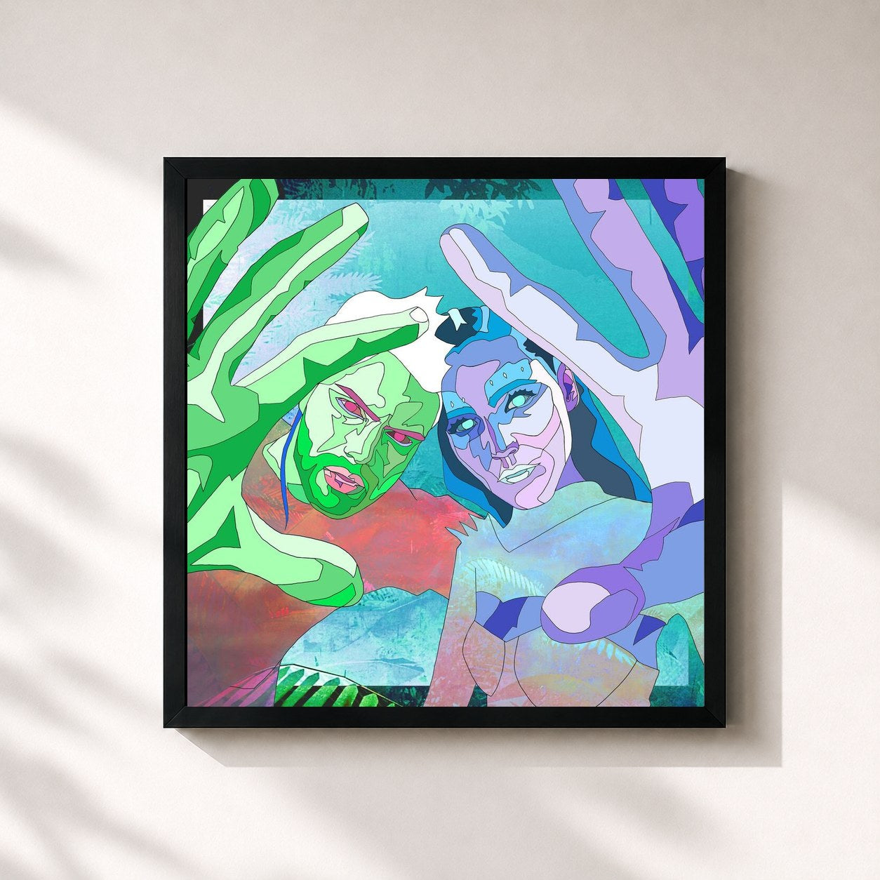 #noir Tableau carré de l'album DANCING ON THE PEOPLE de Sofi Tukker, cadre noir 32x32 cm