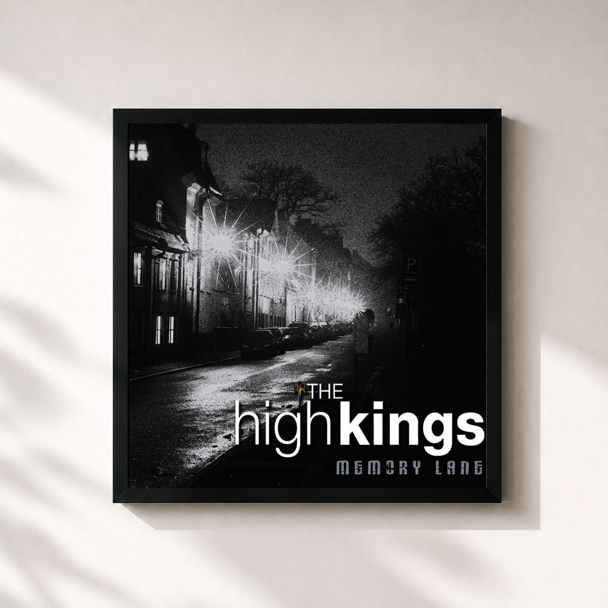#noir Tableau carré de l'album Memory Lane de The High Kings, cadre noir 32x32 cm