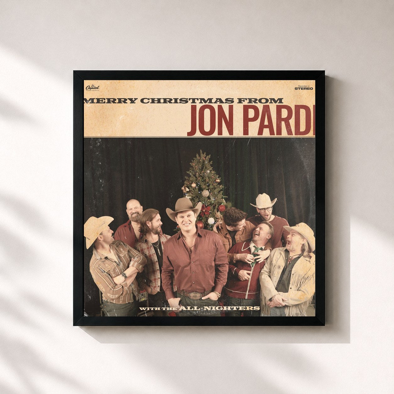 #noir Tableau carré de l'album Merry Christmas From Jon Pardi de Jon Pardi, cadre noir 32x32 cm