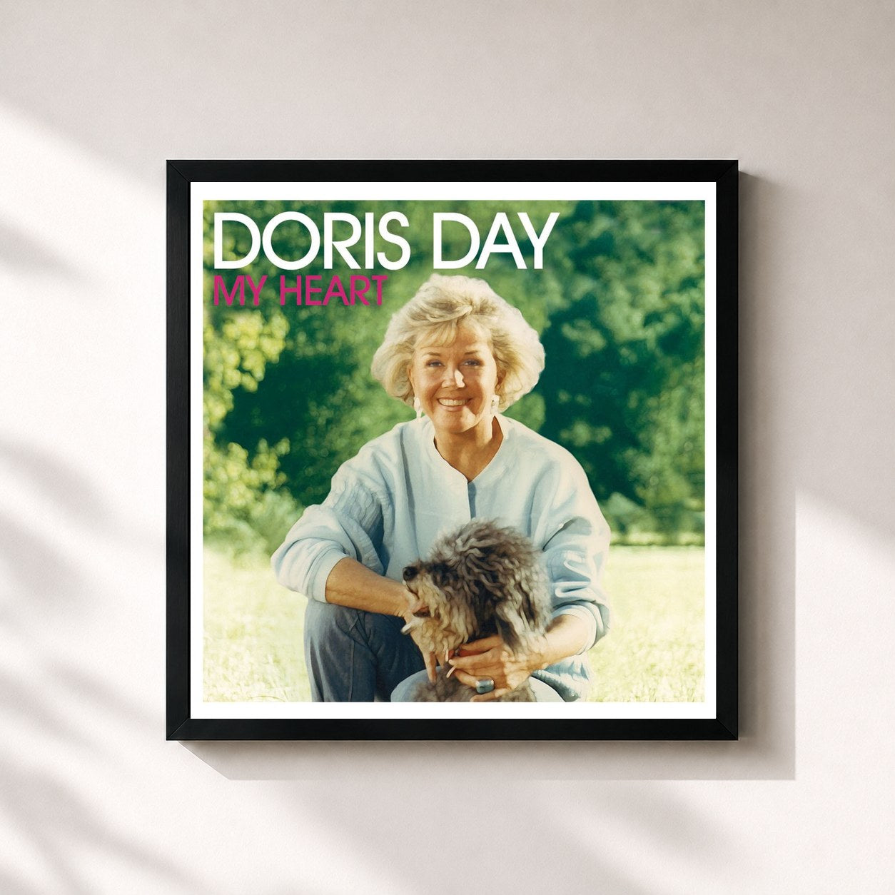 #noir Tableau carré de l'album My Heart de Doris Day, cadre noir 32x32 cm