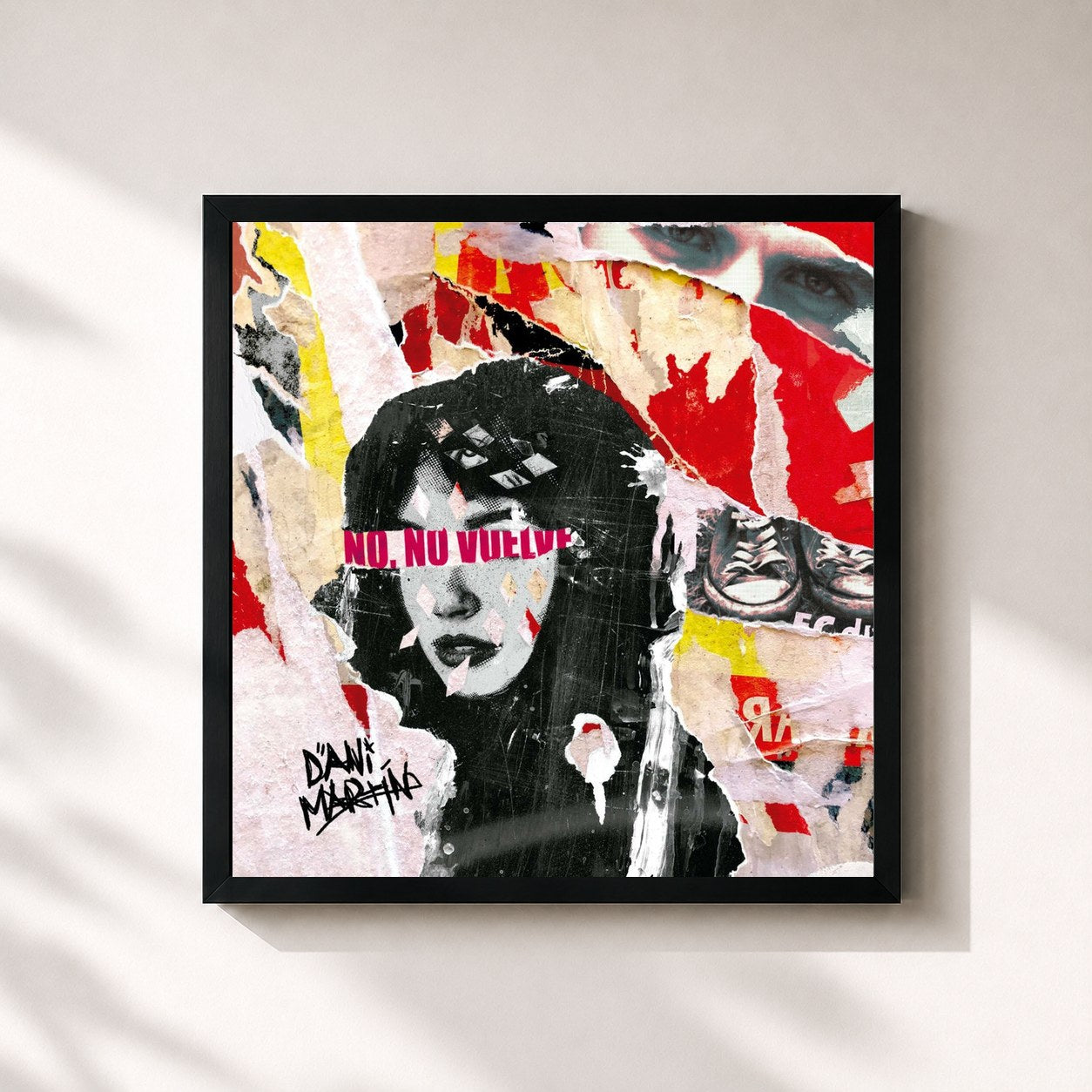#noir Tableau carré de l'album No, No Vuelve de Dani Martin, cadre noir 32x32 cm