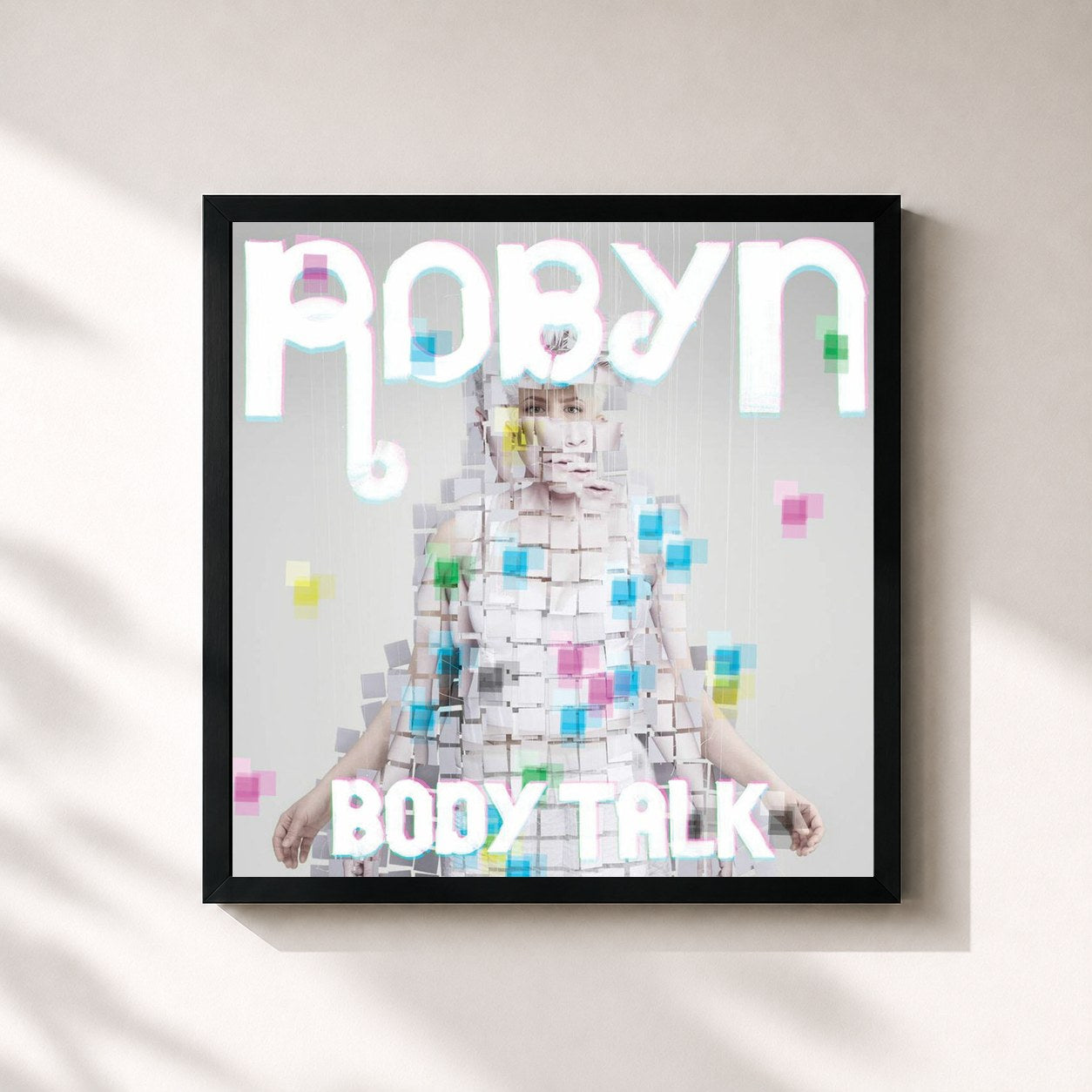 #noir Tableau carré de l'album Body Talk de Robyn, cadre noir 32x32 cm