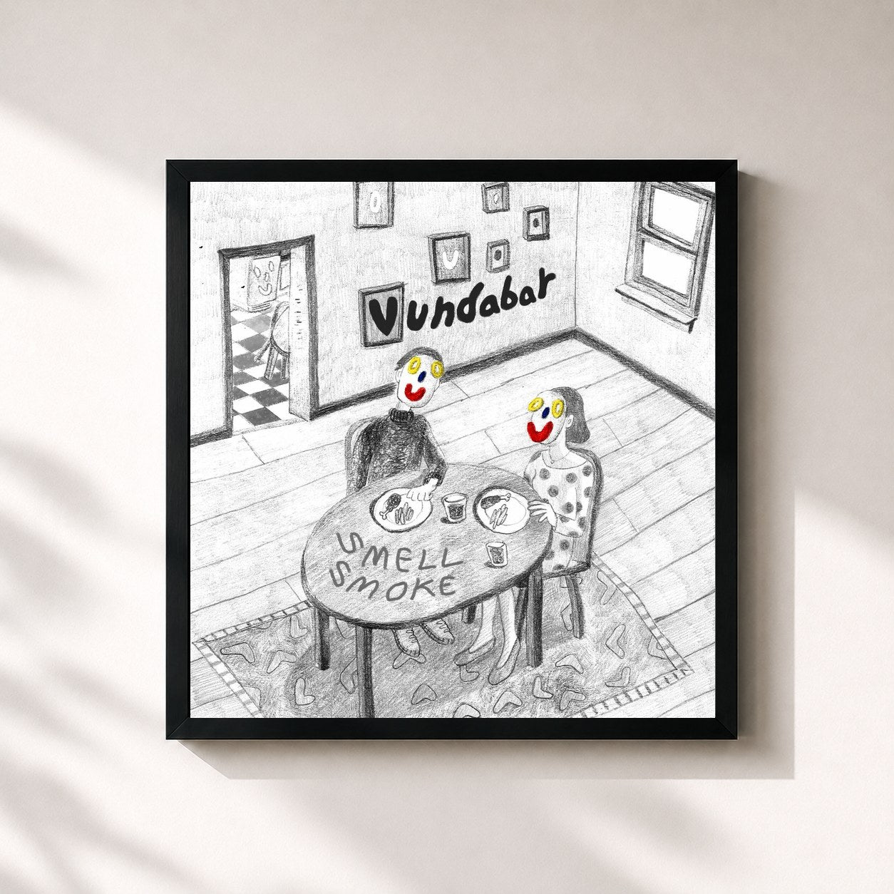#noir Tableau carré de l'album Smell Smoke de Vundabar, cadre noir 32x32 cm