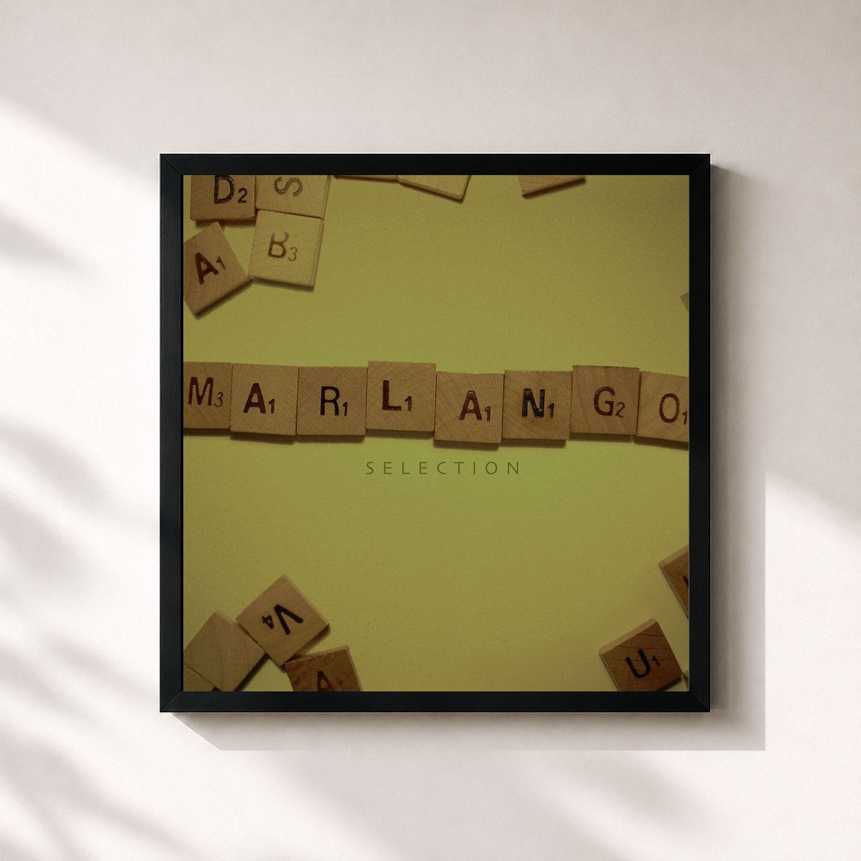 #noir Tableau carré de l'album Selection de Marlango, cadre noir 32x32 cm