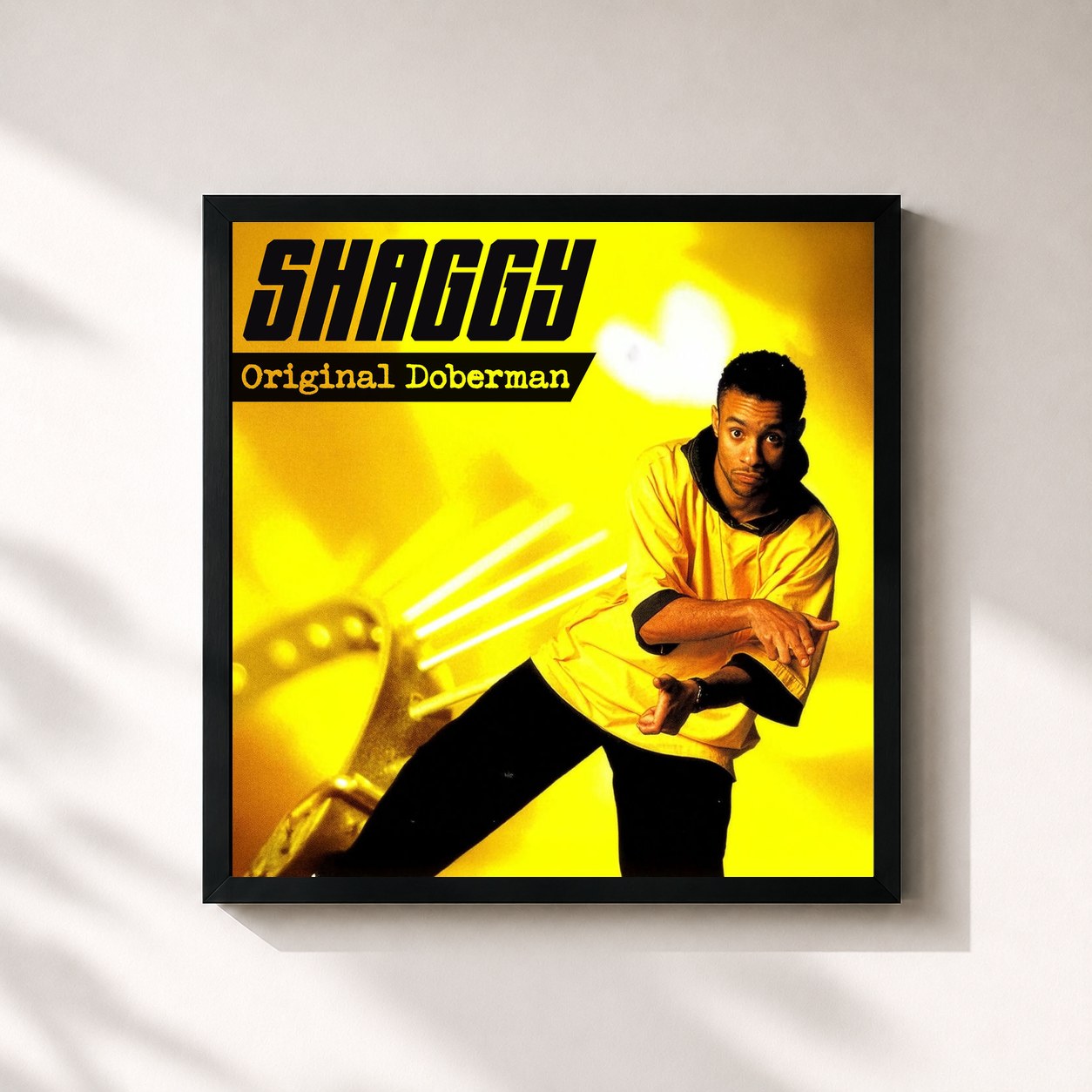 #noir Tableau carré de l'album Original Doberman de Shaggy, cadre noir 32x32 cm