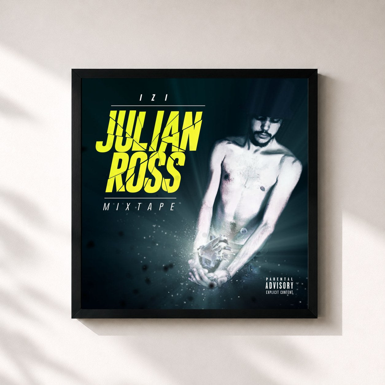 #noir Tableau carré de l'album Julian Ross Mixtape de Izi, cadre noir 32x32 cm