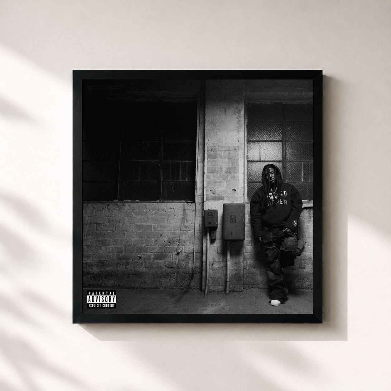 #noir Tableau carré de l'album INTRUSIVE THOUGHTS 2 de Mozzy, cadre noir 32x32 cm