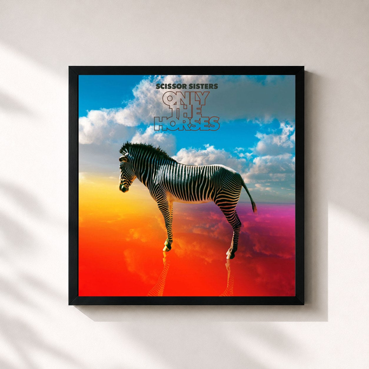 #noir Tableau carré de l'album Only The Horses de Scissor Sisters, cadre noir 32x32 cm