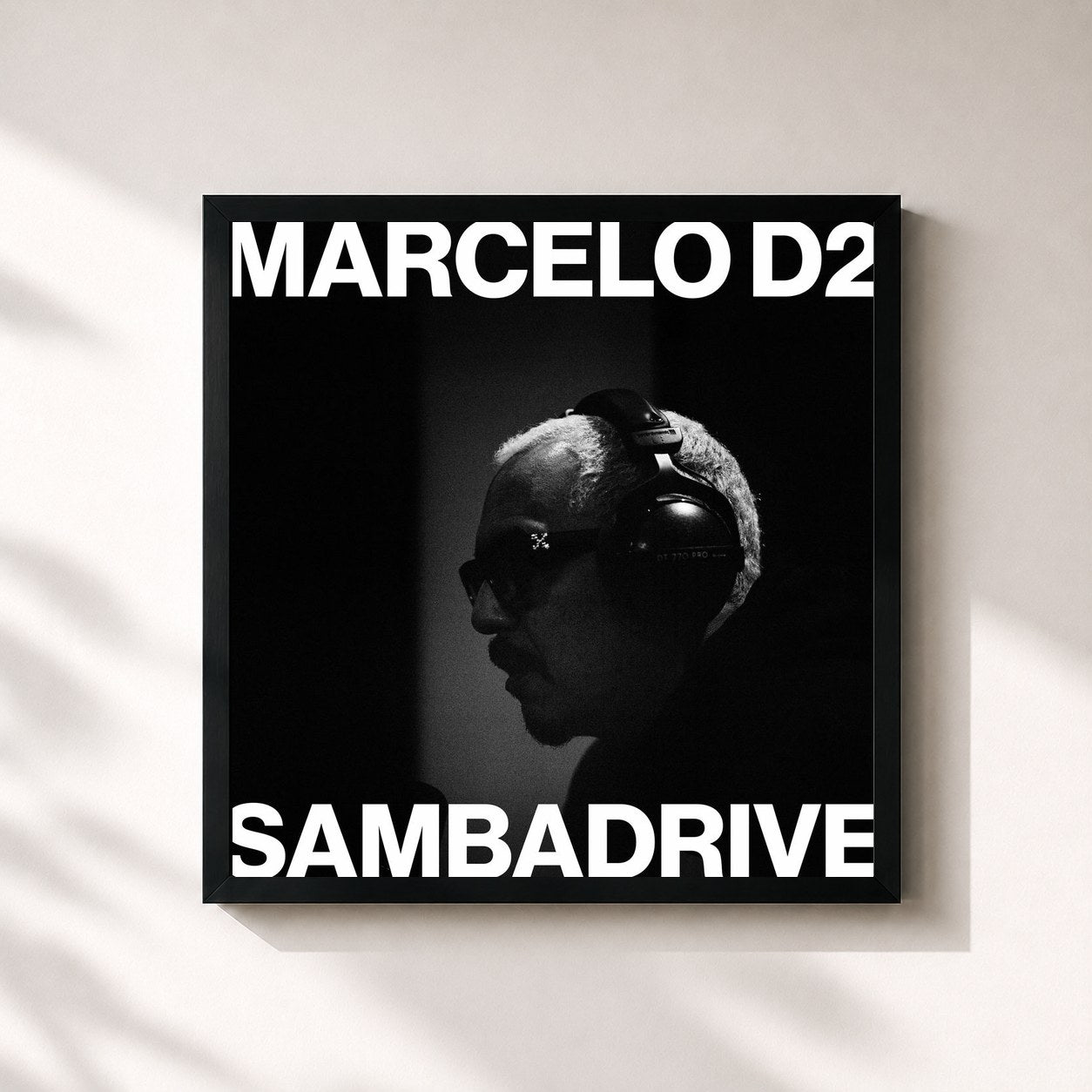 #noir Tableau carré de l'album Direct-to-Disc de Marcelo D2, cadre noir 32x32 cm