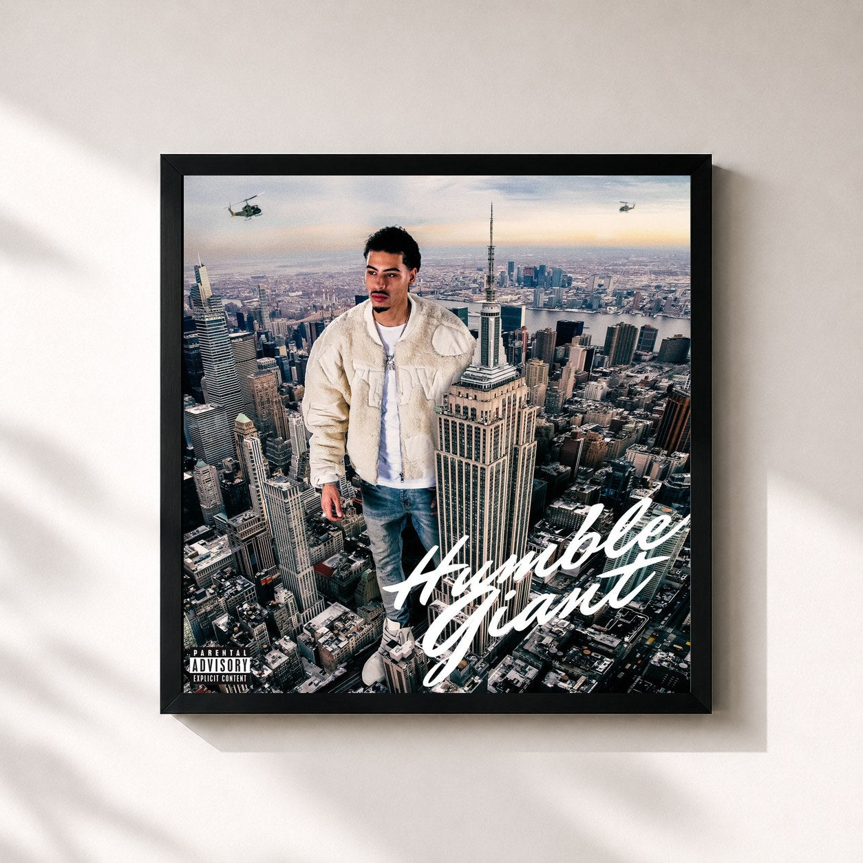 #noir Tableau carré de l'album Humble Giant de Jay Critch, cadre noir 32x32 cm
