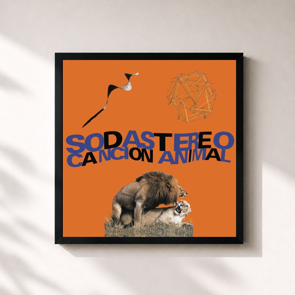 #noir Tableau carré de l'album Canción Animal de Soda Stereo, cadre noir 32x32 cm