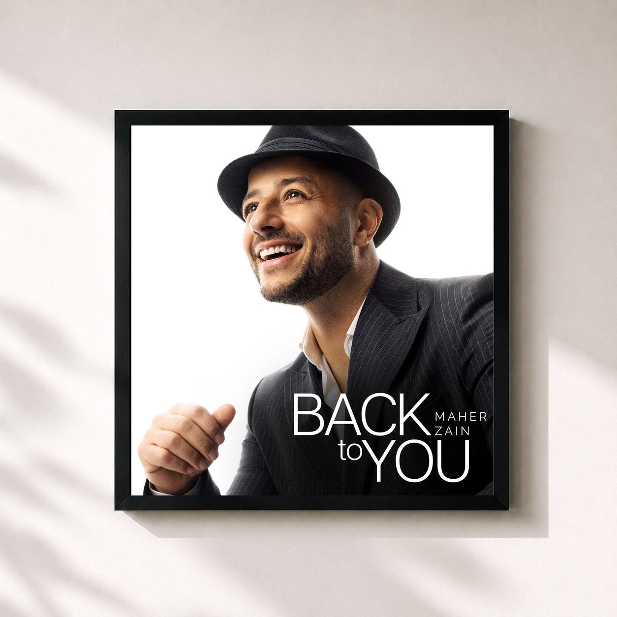 #noir Tableau carré de l'album Back To You de Maher Zain, cadre noir 32x32 cm