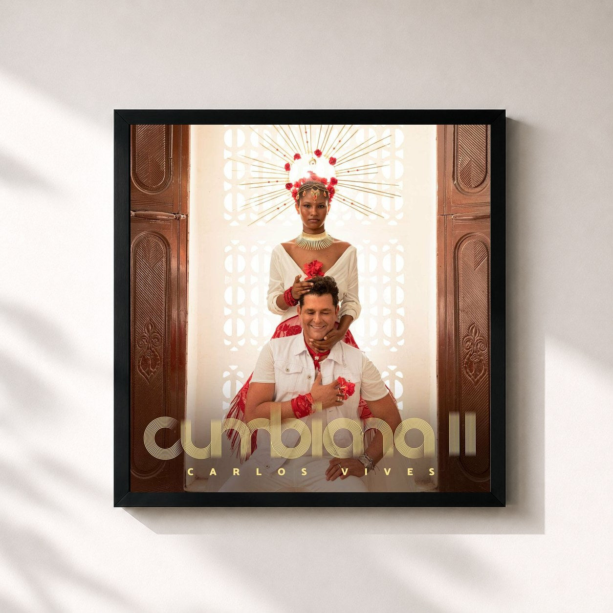 #noir Tableau carré de l'album Cumbiana II de Carlos Vives, cadre noir 32x32 cm