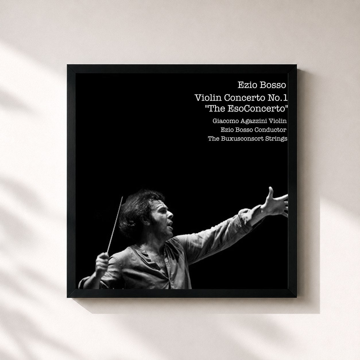 #noir Tableau carré de l'album Violin Concerto No. 1 "Esoconcerto" de Ezio Bosso, cadre noir 32x32 cm