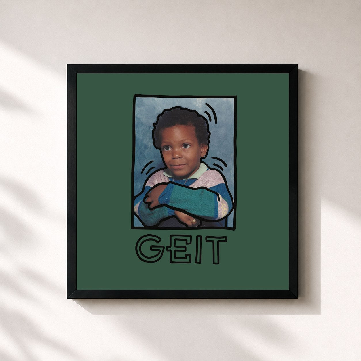 #noir Tableau carré de l'album Geit de Hef, cadre noir 32x32 cm
