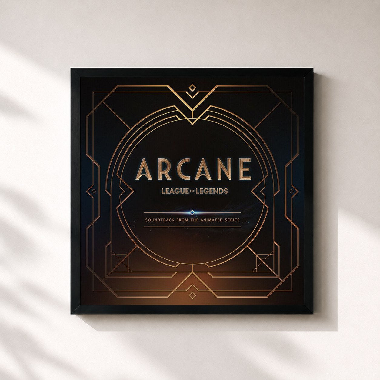 #noir Tableau carré de l'album Arcane League of Legends (Soundtrack from the Animated Series) de Arcane, cadre noir 32x32 cm