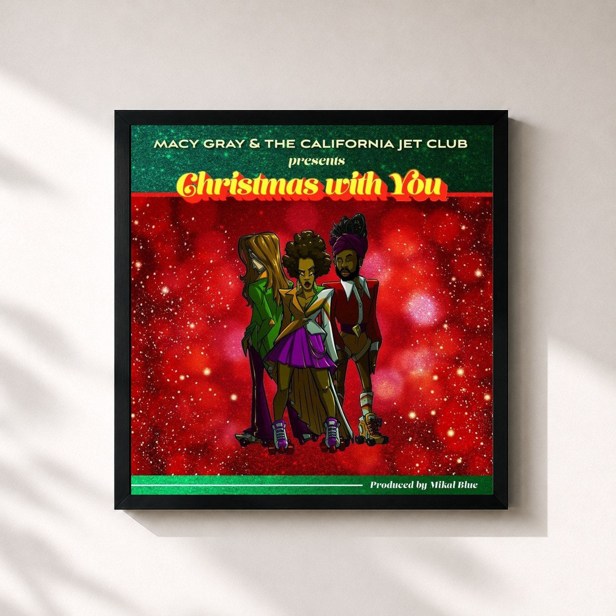 #noir Tableau carré de l'album Christmas with You de Macy Gray, cadre noir 32x32 cm