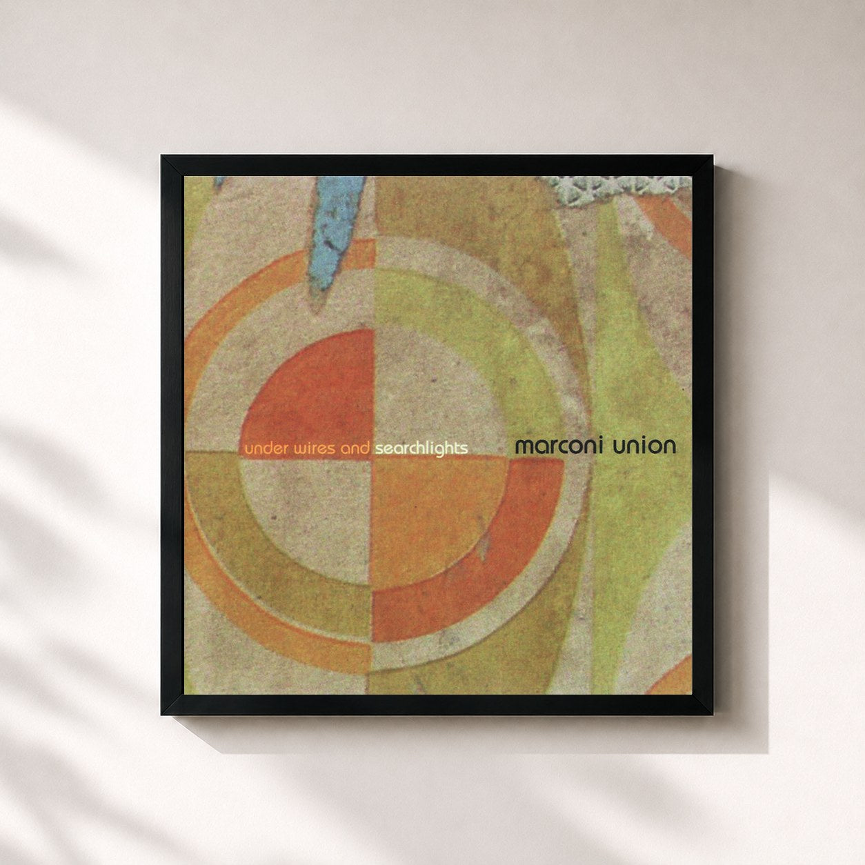 #noir Tableau carré de l'album Under Wires and Searchlights de Marconi Union, cadre noir 32x32 cm
