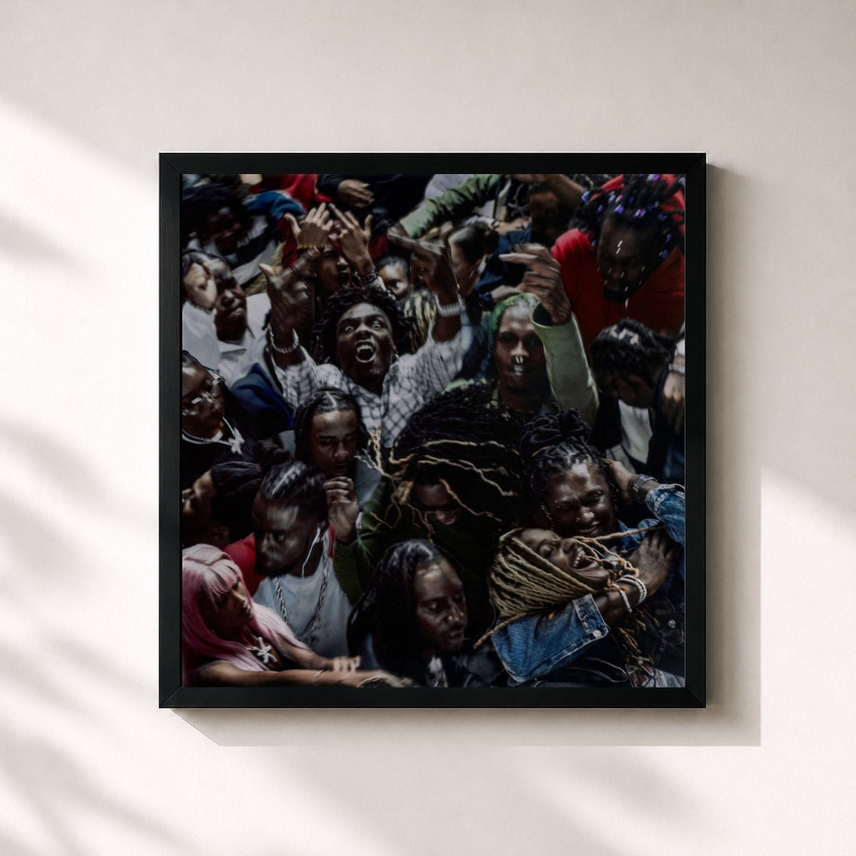 #noir Tableau carré de l'album Slime Language 3: Side A de Young Stoner Life, cadre noir 32x32 cm