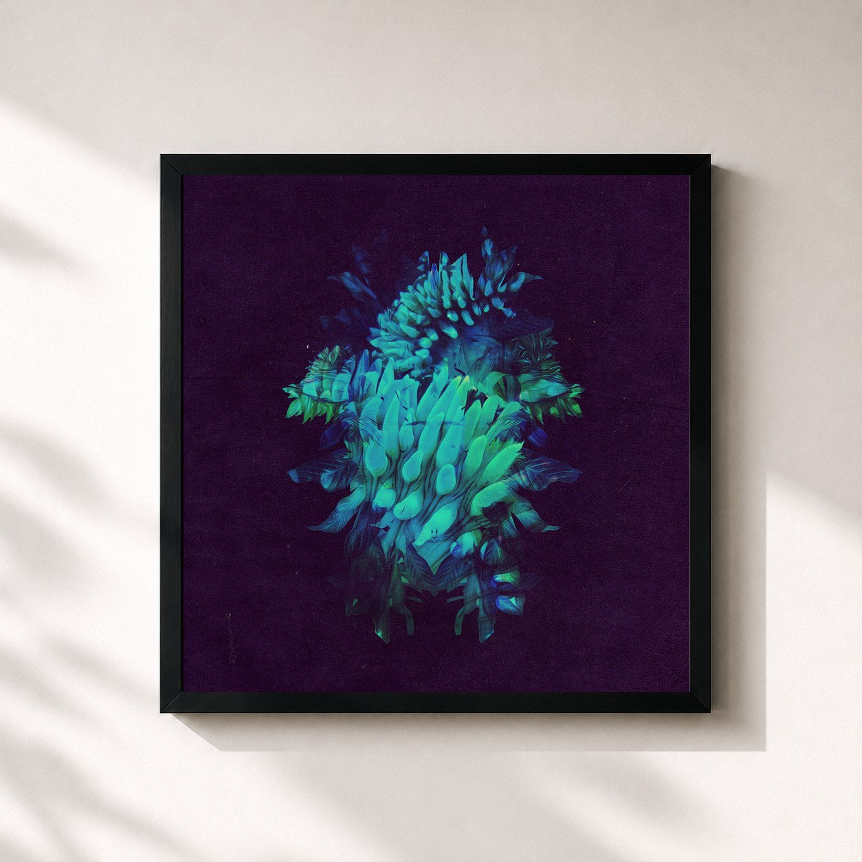 #noir Tableau carré de l'album All Glows de Fakear, cadre noir 32x32 cm