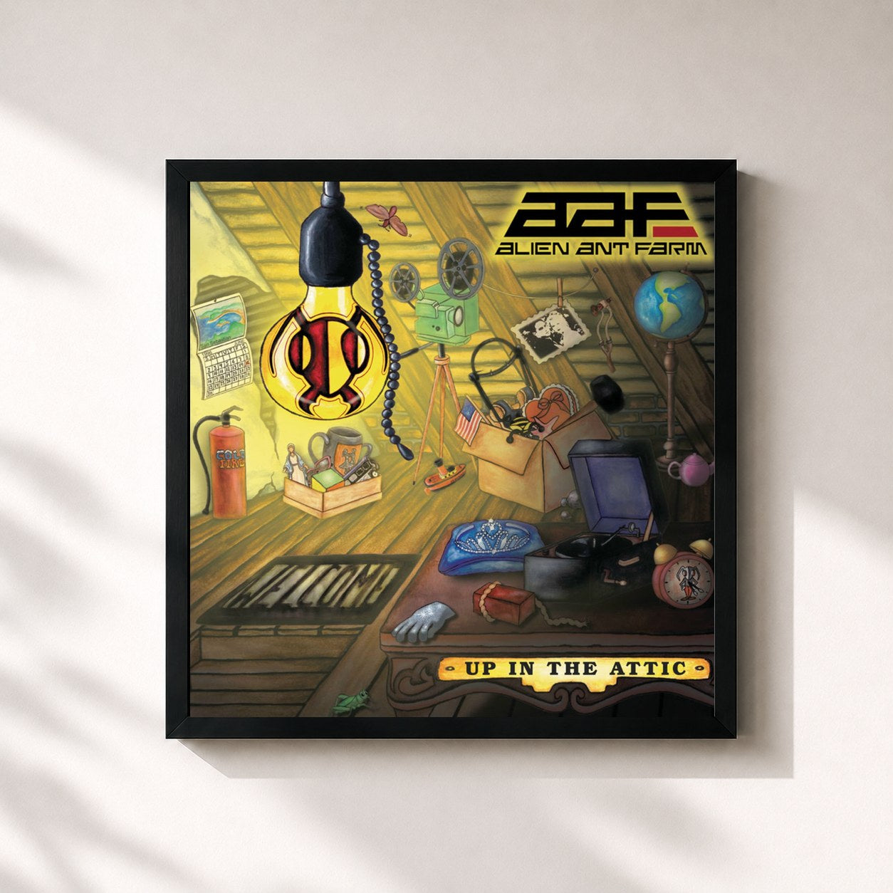 #noir Tableau carré de l'album Up In The Attic de Alien Ant Farm, cadre noir 32x32 cm