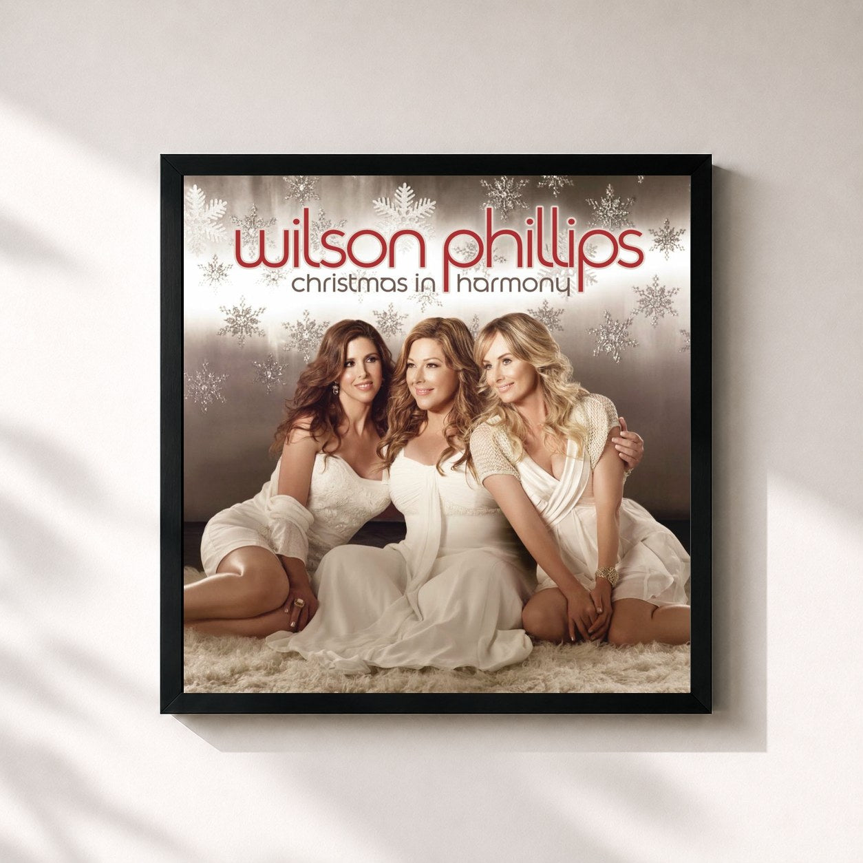 #noir Tableau carré de l'album Christmas In Harmony de Wilson Phillips, cadre noir 32x32 cm