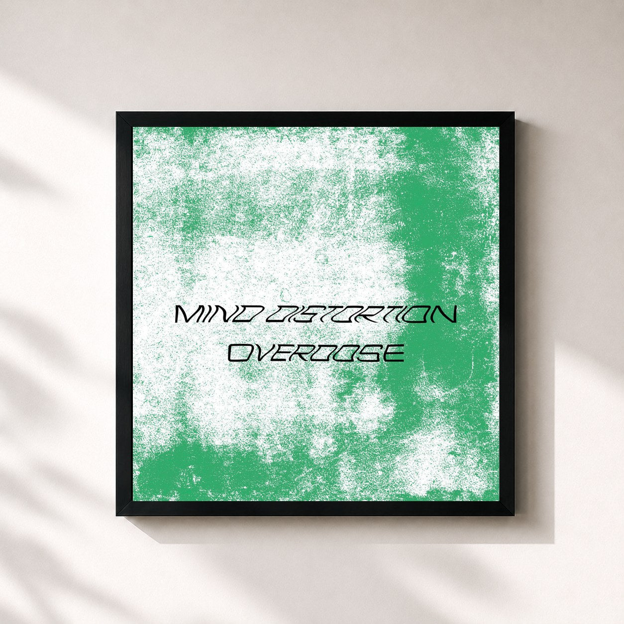 #noir Tableau carré de l'album Mind Distortion de Overdose, cadre noir 32x32 cm