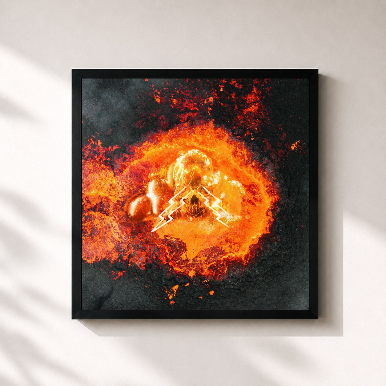 #noir Tableau carré de l'album WRATH OF THE WICKED de Jauz, cadre noir 32x32 cm