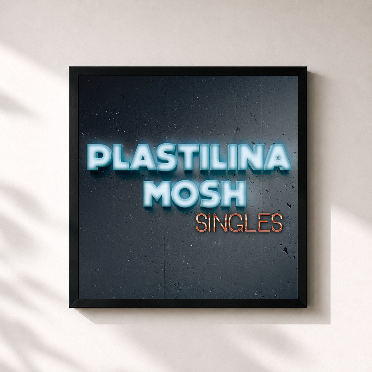#noir Tableau carré de l'album Singles de Plastilina Mosh, cadre noir 32x32 cm