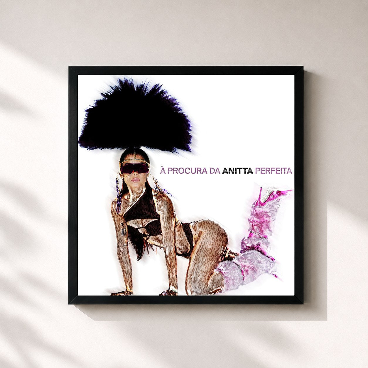 #noir Tableau carré de l'album À Procura da Anitta Perfeita de Anitta, cadre noir 32x32 cm
