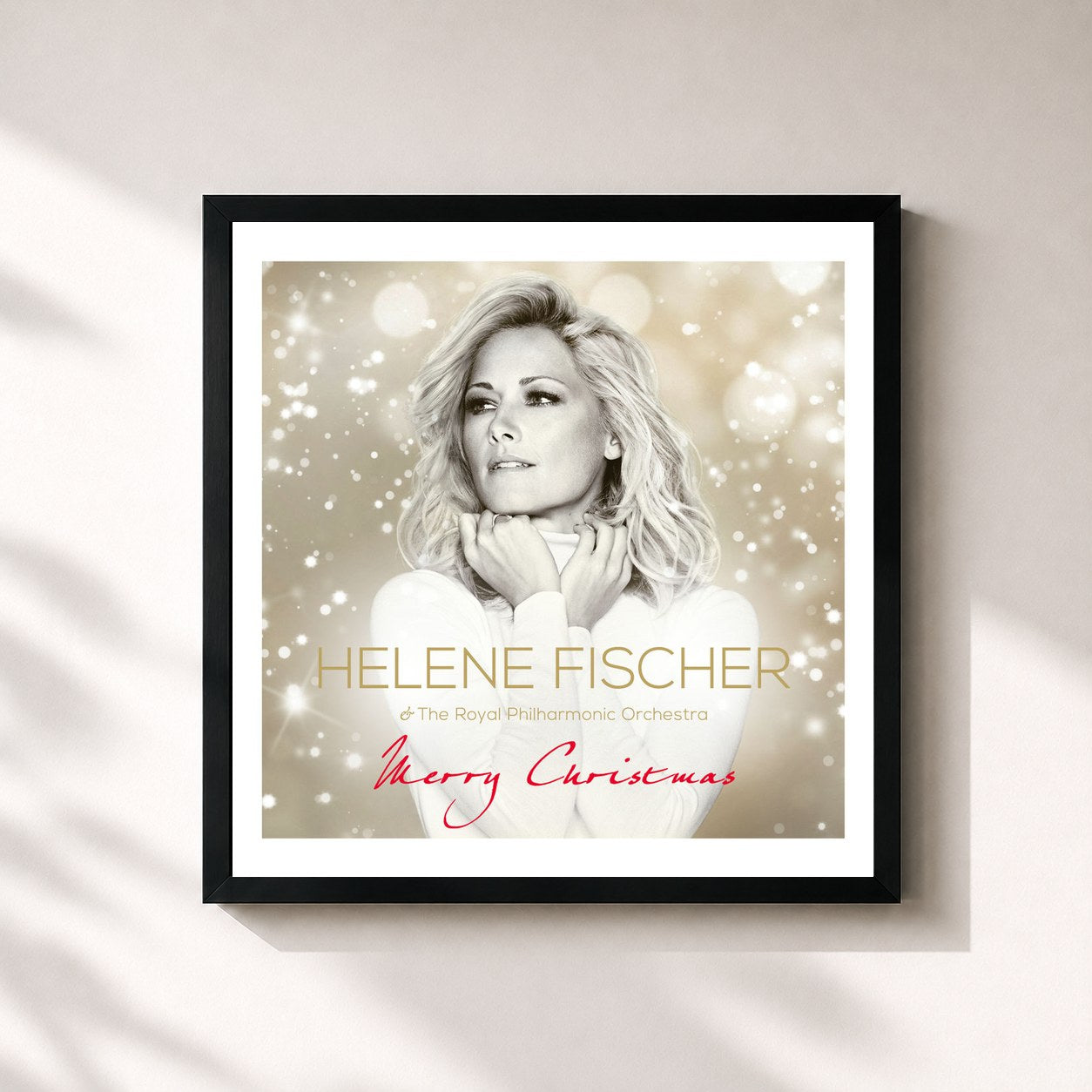 #noir Tableau carré de l'album Merry Christmas de Helene Fischer, cadre noir 32x32 cm