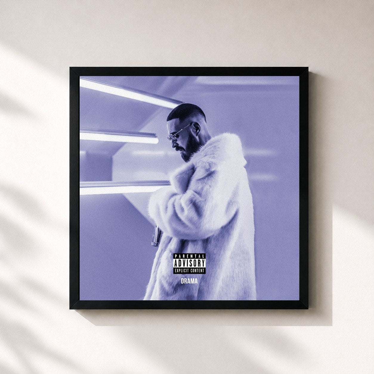 #noir Tableau carré de l'album Drama de Shindy, cadre noir 32x32 cm