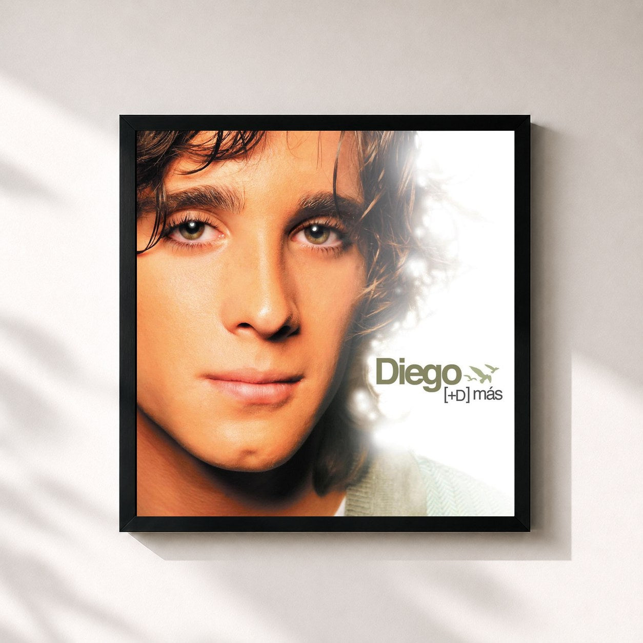 #noir Tableau carré de l'album Más Diego de Diego Boneta, cadre noir 32x32 cm