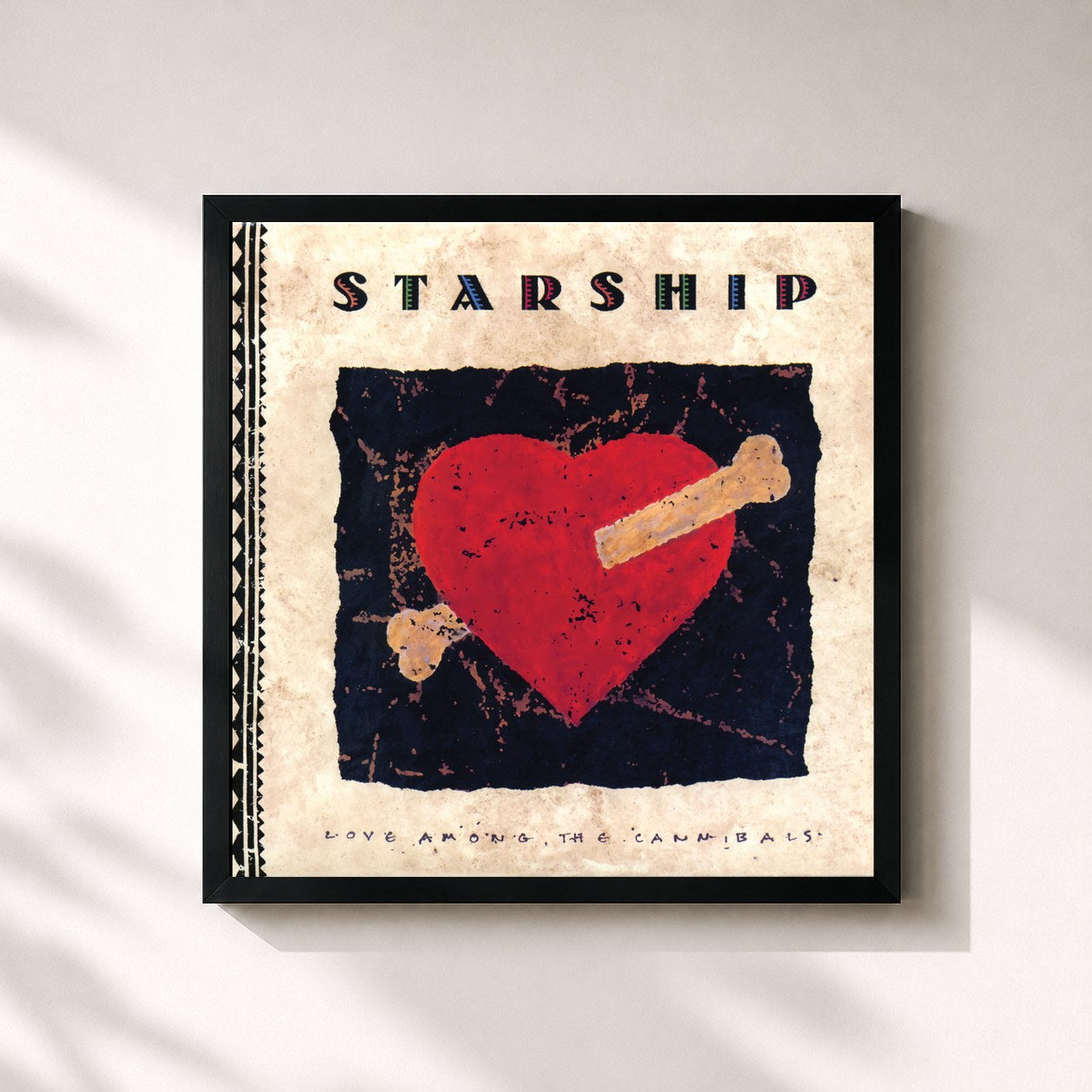 #noir Tableau carré de l'album Love Among The Cannibals de Starship, cadre noir 32x32 cm