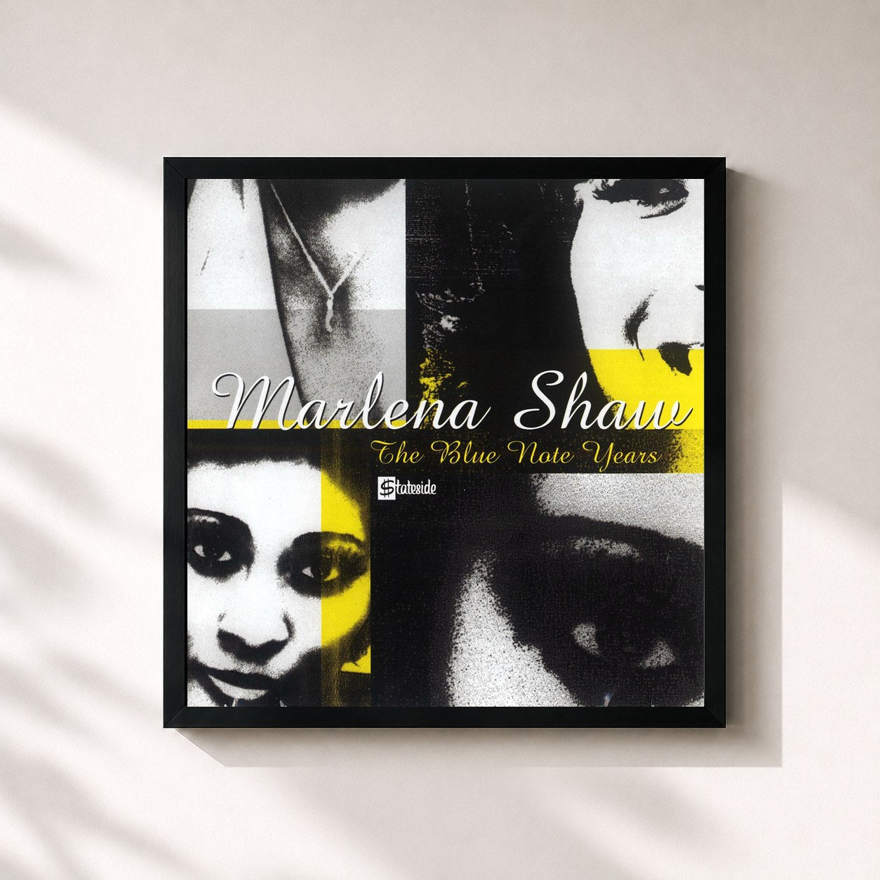 #noir Tableau carré de l'album The Blue Note Years de Marlena Shaw, cadre noir 32x32 cm