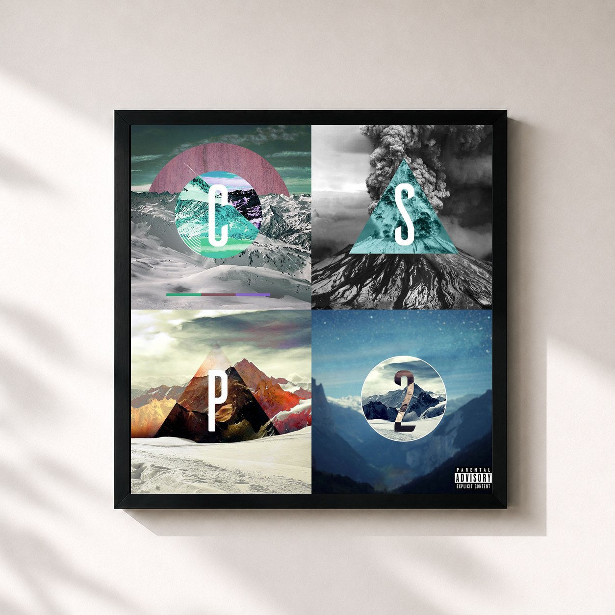 #noir Tableau carré de l'album Cuffing Season Part 2 de Eric Bellinger, cadre noir 32x32 cm