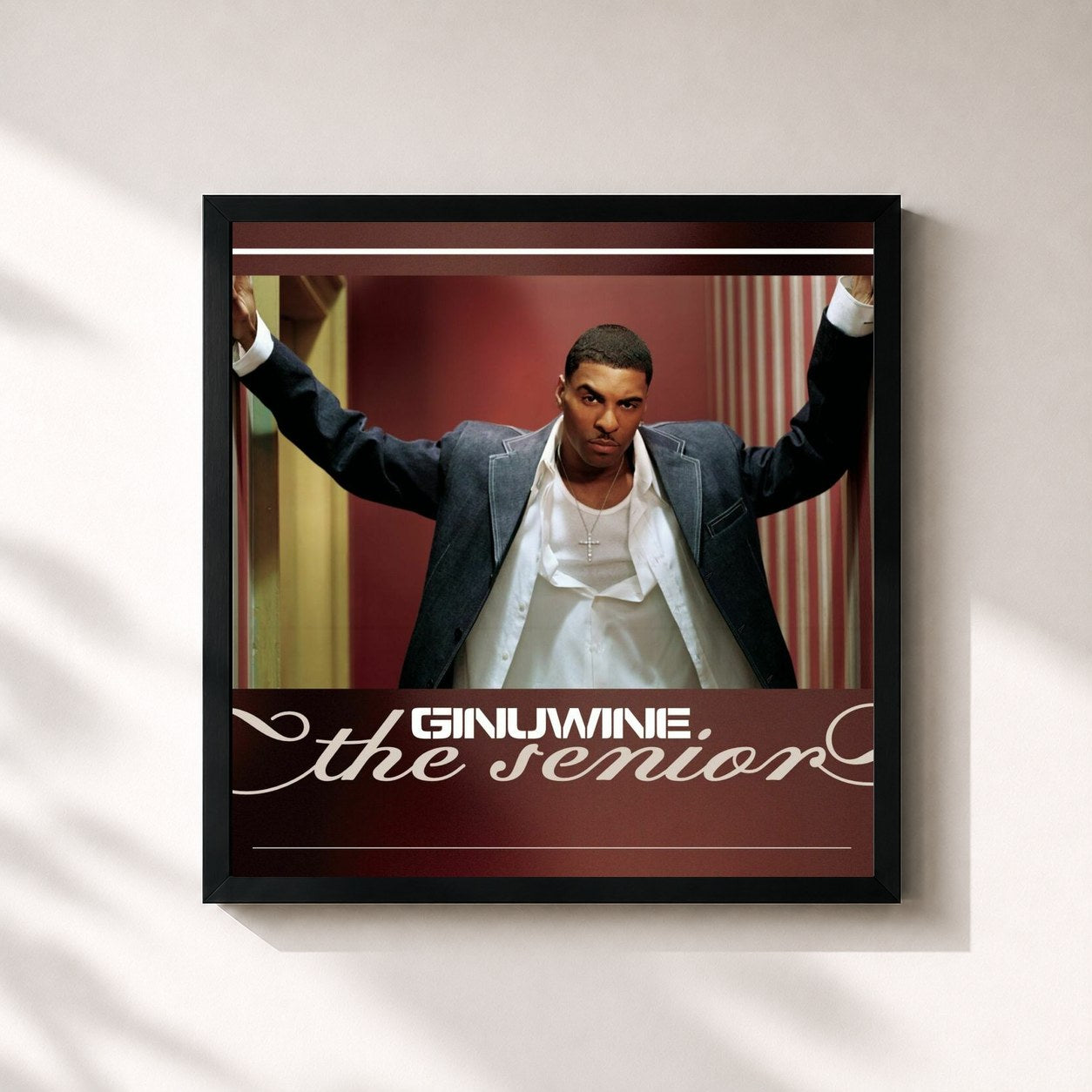#noir Tableau carré de l'album The Senior de Ginuwine, cadre noir 32x32 cm