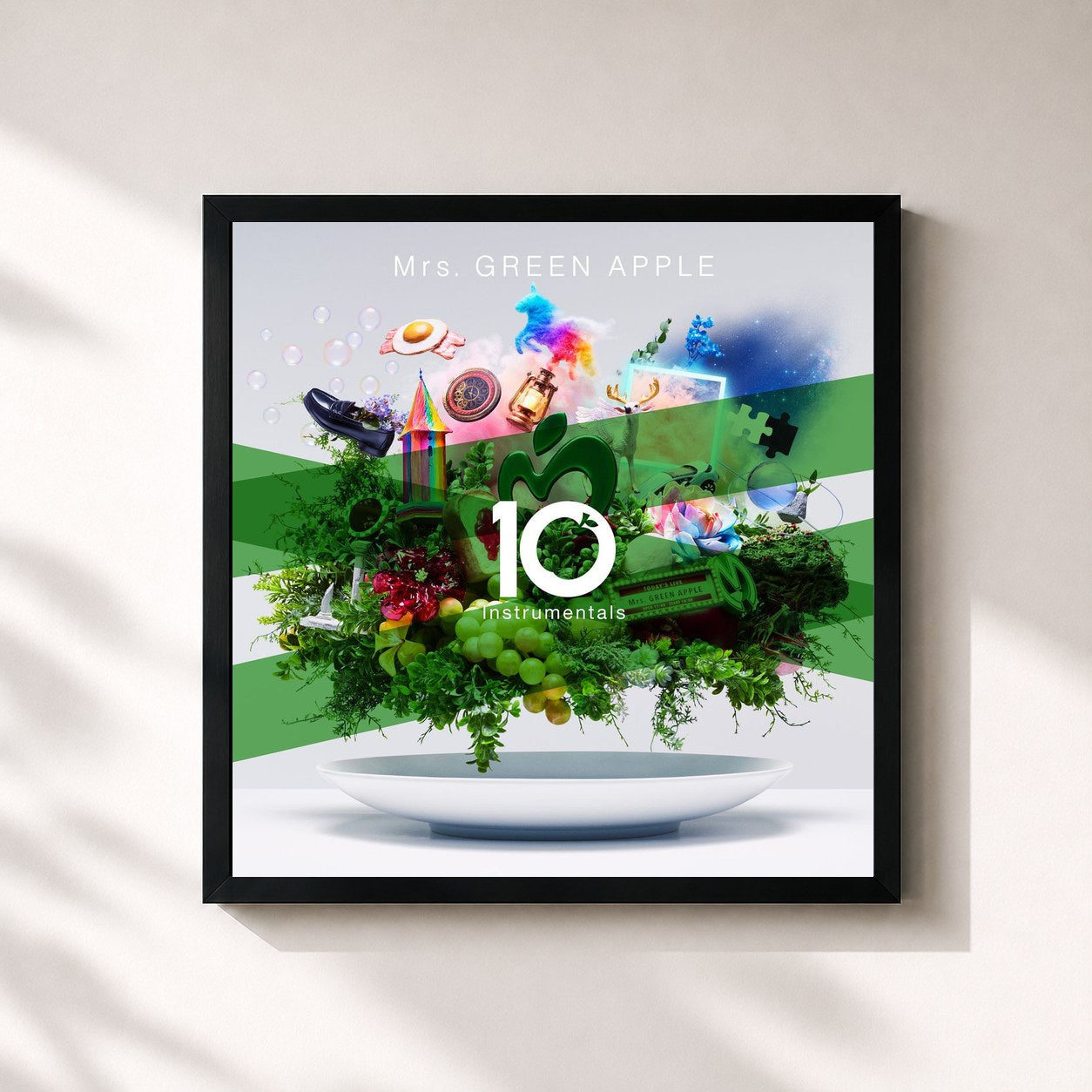 #noir Tableau carré de l'album 10 -Instrumentals- de Mrs. Green Apple, cadre noir 32x32 cm