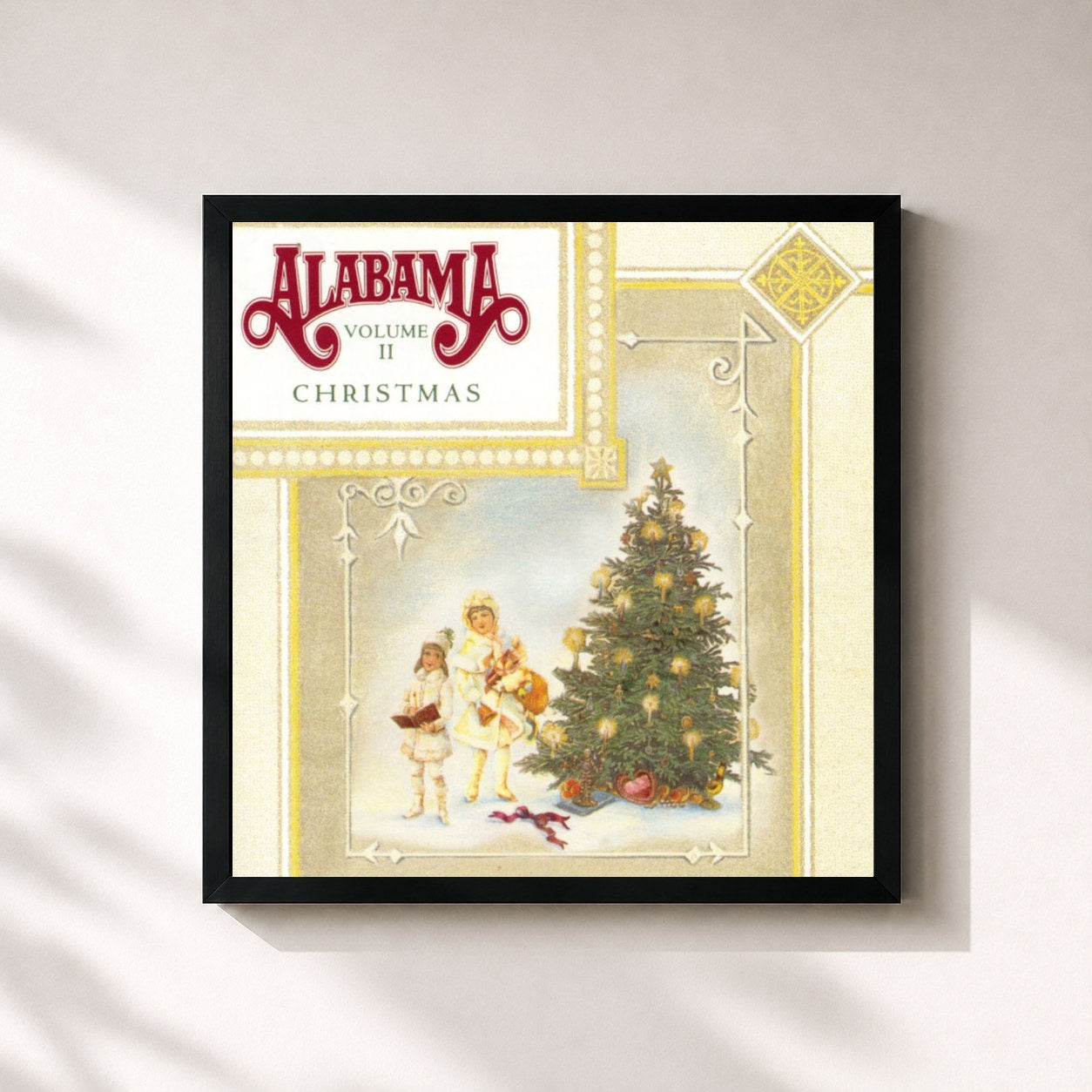 #noir Tableau carré de l'album Alabama Christmas Volume II de Alabama, cadre noir 32x32 cm